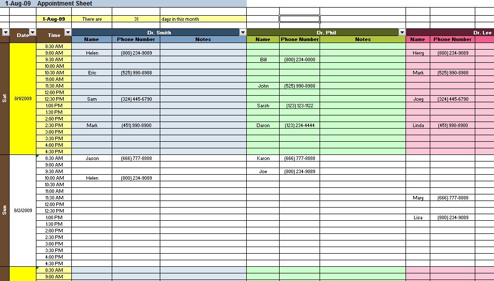 Appointment Scheduler Template Excel from www.spreadsheetsbuilder.com